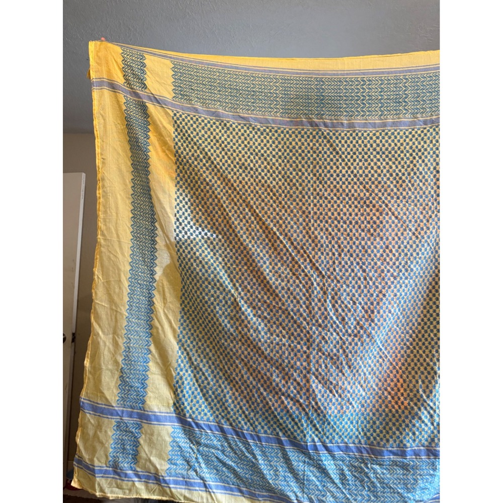 Mar Elias Hirbawi Kufiya Wrap Yellow Blue